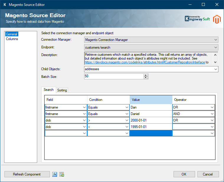 Magento Source Editor - Search Parameters